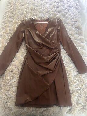 curve leather dress Puff-Sleeve Leather Dress – ALBINA DYLA
